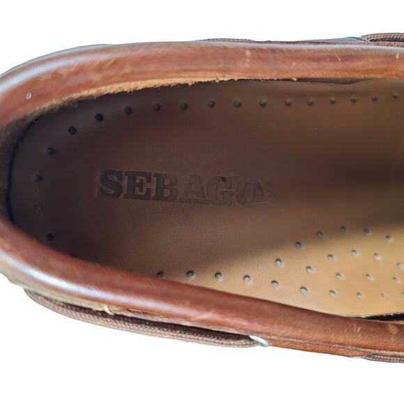 Sebago Brown Leather Docksiders Loafers Men's 8 1/2 ww - Picture 5 of 5